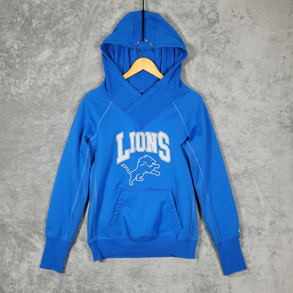 Detroit Lions Nike Hoodie Mens Medium Blue Pullover Therma-FIT NFL Graphic